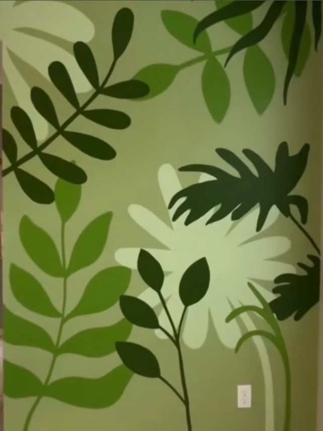 Living room mural with nature theme
