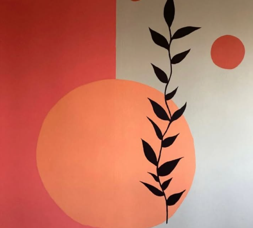Living room mural with nature theme
